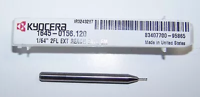 $22.65 • Buy 1/64  (.0156 ) 2 Flute Carbide End Mill Extended Reach Kyocera 1645-0156.120