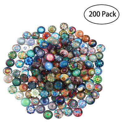 200PC Mixed Glass Mosaic Tiles Craft Supplies For Jewelry Making Round 10mm • $12.91