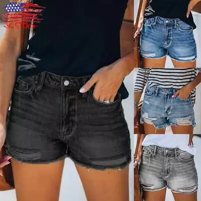 $18.29 • Buy Womens Ripped High Waist Denim Shorts Ladies Casual Summer Hot Trousers Jeans US