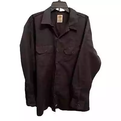Dickies Work Shirt 90s Workwear Mechanic Vintage Button Down Black Mens 2XL • $25