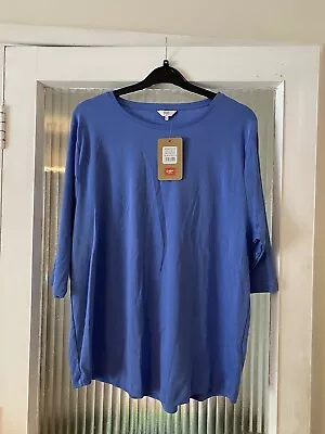 BNWT Women’s Cotton Traders Blue 3/4 Sleeve T-Shirt Top Size 26 • £8.99