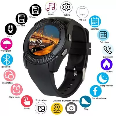 Waterproof Sport Fitness Smart Watches Calling Calorie Women Men For Android BLK • $28.99