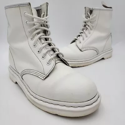 Doc Martens 1460 Triple White Leather Lace Up Boots Women Size 10 Men Size 9 • $39.99