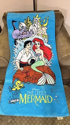 The Little Mermaid Vintage 90s Franco Disney Beach Towel 30x58 Triton Ursula • $35.99