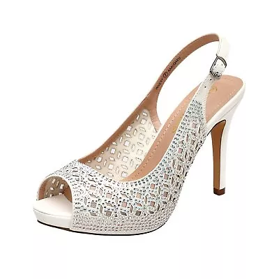 $37.59 • Buy Women High Heel Sandals Platform Dress Rhinestones Peep Toe Pumps Shoes US Size