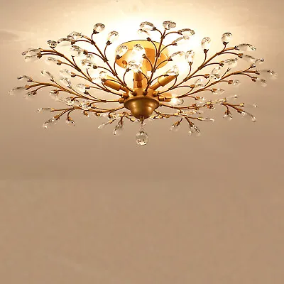 Vintage Clear Crystal Chandeliers Dinning Room Ceiling Pendant Lighting Fixture • £80.99