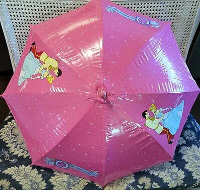 $24.99 • Buy Vintage Cinderella Pink Umbrella Vinyl Pyramid Handbag Once Upon A Time