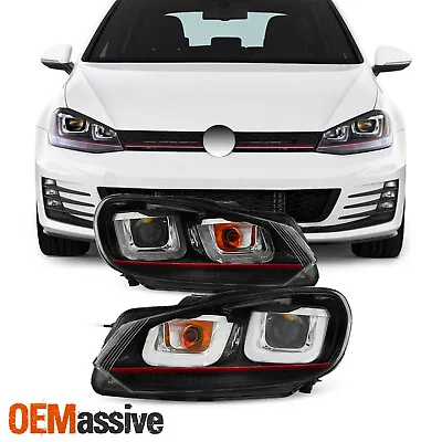 Fits [Red Stripe Edition] 10-14 VW Golf GTI Black LED Tube Projector Headlights • $298.99