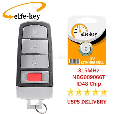 Car Smart Remote Key Fob 4 Button NBG009066T For VW Volkswagen Passat 2006-2013 • $15.84