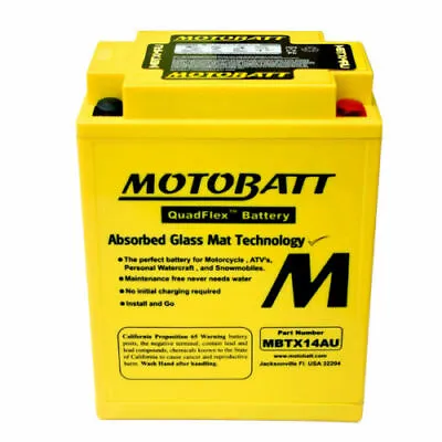 NEW Motobatt Battery For Kawasaki KL650-A E KLR 650cc 87-13 • $129.50