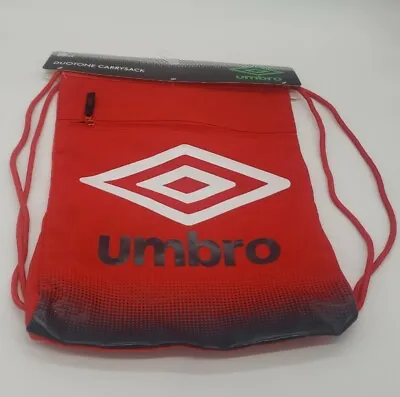 Umbro Duotone Carrysack (BACKPACK) 17”H X 13”W Red Kids Gym Bag Workout Play • £16.40