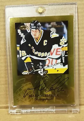 96/97 1996 Donruss Canadian Ice Mario Lemieux Scrapbook Autograph Auto 0751/1200 • $170