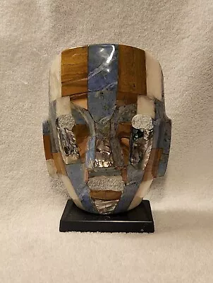 7.5 Inch Mayan Death Burial Mask With Abalone Blues Browns Colors Gorgeous  • $17.99