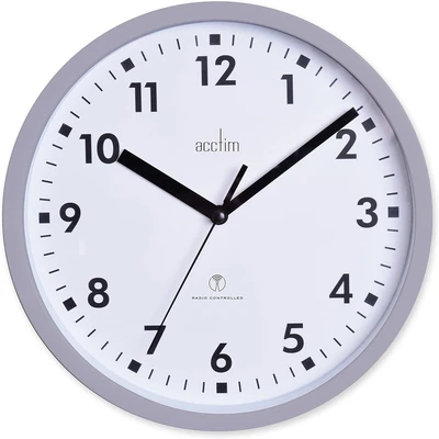 Acctim 74667 Nardo 20cm Radio Controlled Grey Wall Clock Uk Ireland Radio NEW • £18.12