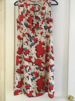 Edina Ronay London 100% Silk Dress UK Medium Lined Floral Guest Party • £4.99