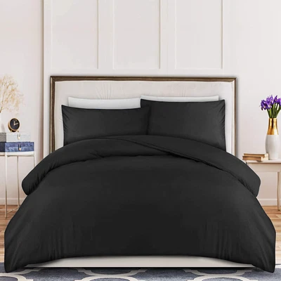 $14.69 • Buy Super Warm Fleece Thermal Quilt Doona Duvet Cover All Size Winter Black Bedding