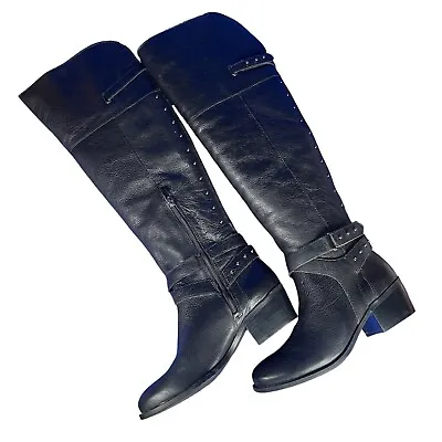 Vince Camuto Bestant Over The Knee Black Leather Embellished Boots Women’s 7 • $44.05
