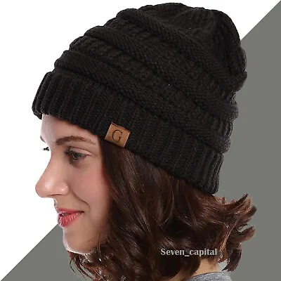 Women's Mens Slouchy Knit Winter Fleece Beanie Hat Baggy Ski Fur Warm Skull Cap • $7.99