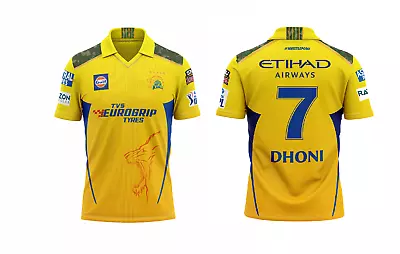 IPL Chennai Super Kings Jersey Shirt T20 Cricket India CSK TATA IPL Dhoni NO 7 • £16.49