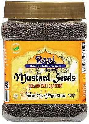 Rani Black Mustard Seeds Whole Spice (Kali Rai) 20oz (1.25lbs) 567g PET Jar • $13.99
