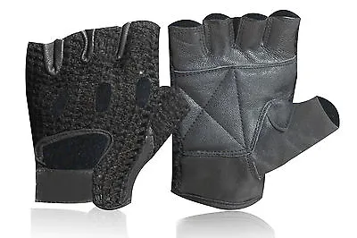 £3.49 • Buy Leather Weight Lifting Padded Cotton Mesh Crochet Gloves Gym Fitness All Sports