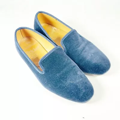 Trickers Churchill Blue Velvet Evening Shoes/Slippers UK 6 Barely Worn • £120