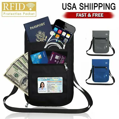RFID Blocking Passport Holder Travel Wallet Bag Security Neck Pouch Anti-theft • $11.74