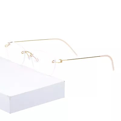  Vintage Ultralight Rimless Titanium Alloy Eyeglass Frames Screwless Eyewear • $35.95