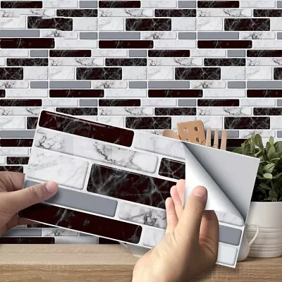 Kitchen Bathroom Wall Tile Stickers Imitation Marble 20*10cm PVC Waterproof • $26.18