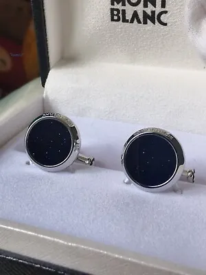 Montblanc MB 112906 Silver Cufflinks With Blue Goldstone For Men • $83