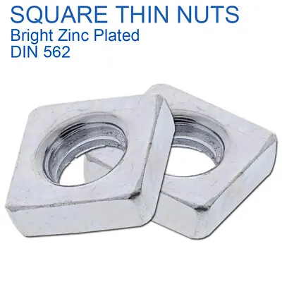 £0.99 • Buy M3 M4 M5 M6 M8 M10 Square Nuts Thin Type Bright Zinc Plated - Din 562