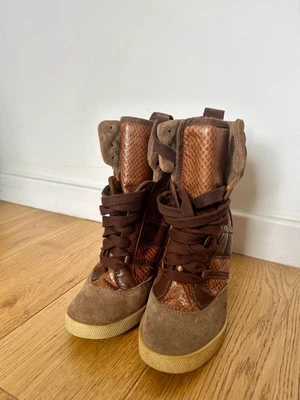 £100 • Buy Chloé Ankle Wedge Trainers Kasia, Brown Suede, Size 37