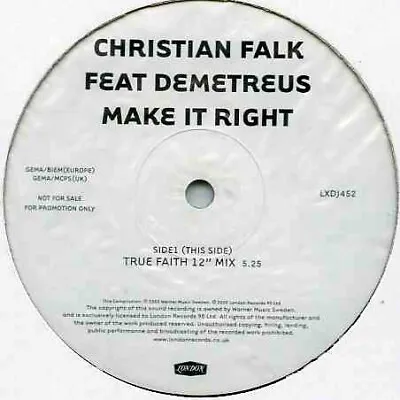 Christian Falk - Make It Right (12  Promo) • £13.49