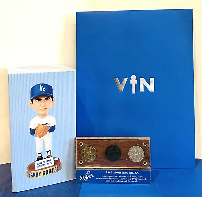 1962 Dodgers Admission Tokens Vin Scully Letter Sandy Koufax 2012 Bobblehead SGA • $275