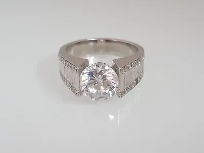 3CT Round Cut Real Moissanite Men's Tension Set Wedding Ring 14K White Gold FN • $146.54
