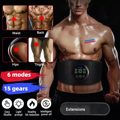 Rechargeable EMS Abdominal Muscle Toning Belt Trainer ABS Stimulator Toner Belt • $20.99