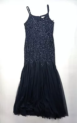 BNWT  Maya Deluxe Navy Long Mermaid Fishtail Sequin Embellished Dress/Gown UK 12 • £59.99