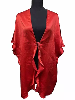 NWT $58 Vintage Victorias Secret Red Sissy Satin Flutter Robe Lingerie Love Sexy • $22