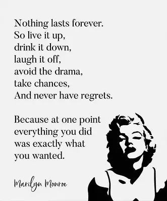 Marilyn Monroe Nothing Lasts Forever Classic Print Poster Wall Art Picture UK 26 • £4.54