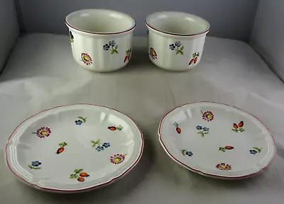 Two Villeroy & Boch Petite Fleur Ramekins + Two Sweet Meat Plates • $39.95