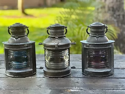 Antique Brass Marine Lamp Set Working Condition Full Set • $107.50