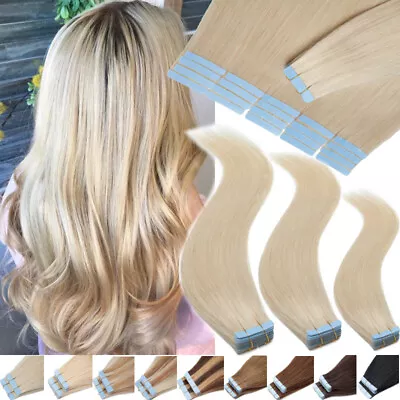 £23.28 • Buy CLEARANCE 20-60pcs Thick Tape In 100% Real Human Hair Extensions Super Glue/100G