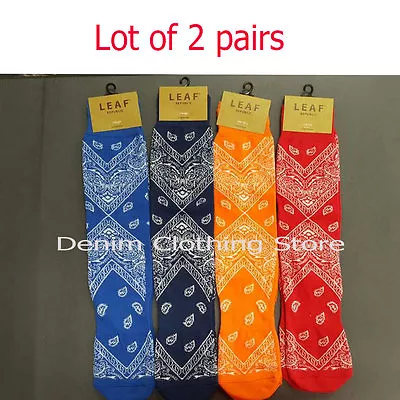 2 Pairs LEAF Republic Men's Paisley Print Pattern Bandana Casual Crew Socks  • $21.07