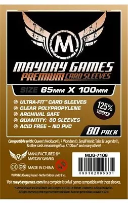 80 Mayday Games '7 Wonders' Board Game Card Sleeves Clear 65 X 100mm MDG-7106 • $8.50