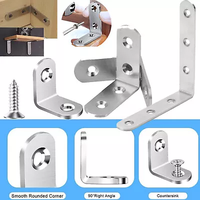 Lot L-Shaped Bracket Corner Brace Silver Stainless Steel Right Angle W/ Screws • $322.63