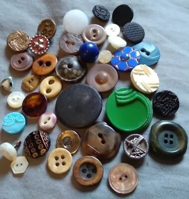 40 Mixed Antique To Vintage Glass Vegetable Ivory And Metal Buttons. • $18