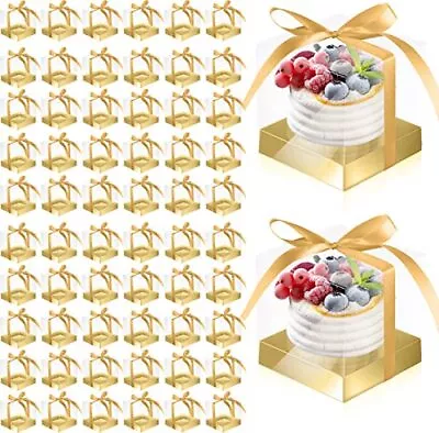 100 Pcs Clear Plastic Cupcake Boxes 3.5 Inch Single Cupcake Containers Gold • $78.46