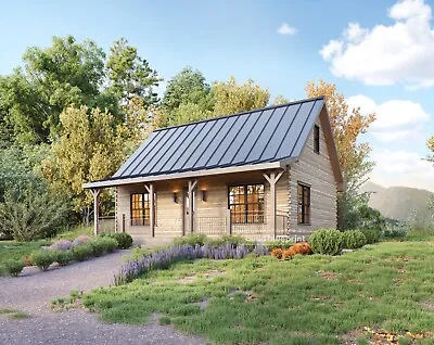 Large Adirondack Cabin W/ Loft Architectural & Construction Plans - PDF Download • $125