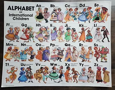 Vintage Educational Poster Alphabet Of International Children By American... • $4.75