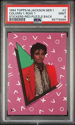 1984 TOPPS MICHAEL JACKSON SERIES 1 #2  STICKERS RED Mint PSA 9 POP 4 Only 1 ^ • $27.99